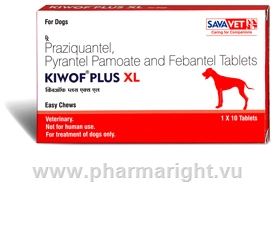 Kiwof Plus XL for Large Dogs (Praziquantel, Pyrantel Pamoate & Febantel 175mg/504mg/525mg)) 10 Chewable Tablets/Pack